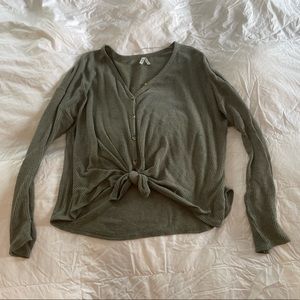 Mudd XL Junior Mossy Green Front Tie Sweater